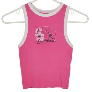 2480 * Hollister Hawaii Floral Ringer Crop Tank Top Pink Size XS Vintage Y2K